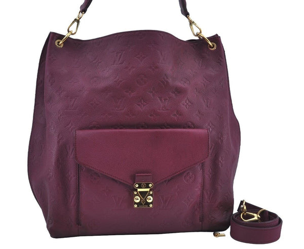 Authentic Louis Vuitton Monogram Empreinte Metis 2Way Shoulder Bag Purple 0411J