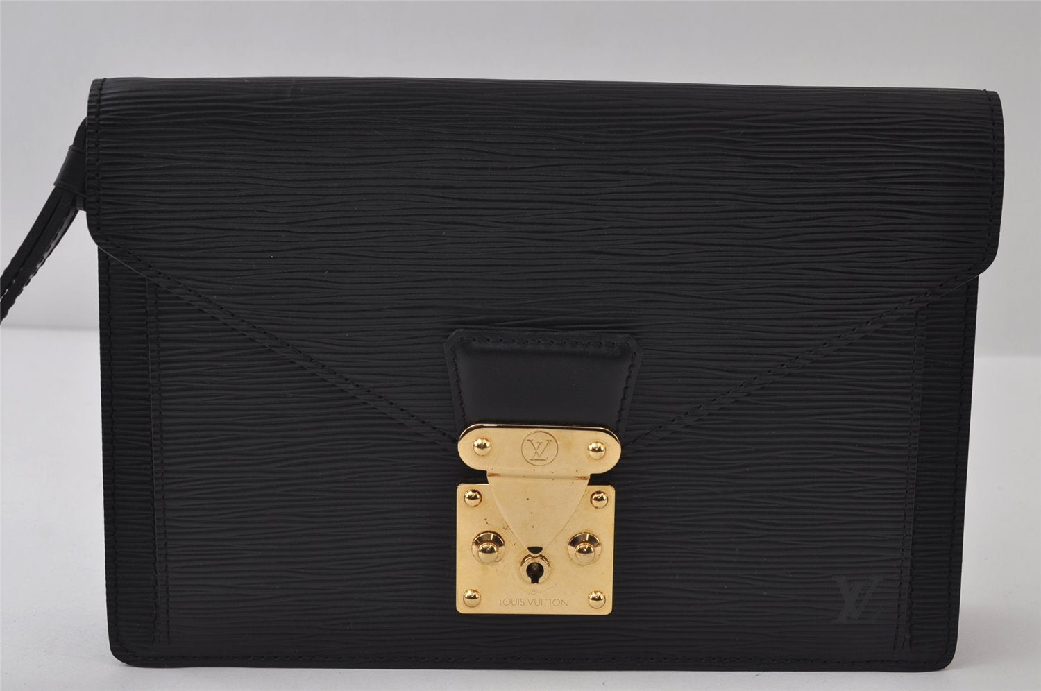 Authentic Louis Vuitton Epi Sellier Dragonne Clutch Bag Black M52612 LV 0412J