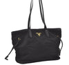 Authentic PRADA Vintage Nylon Tessuto Leather Shoulder Tote Bag Black 0413J