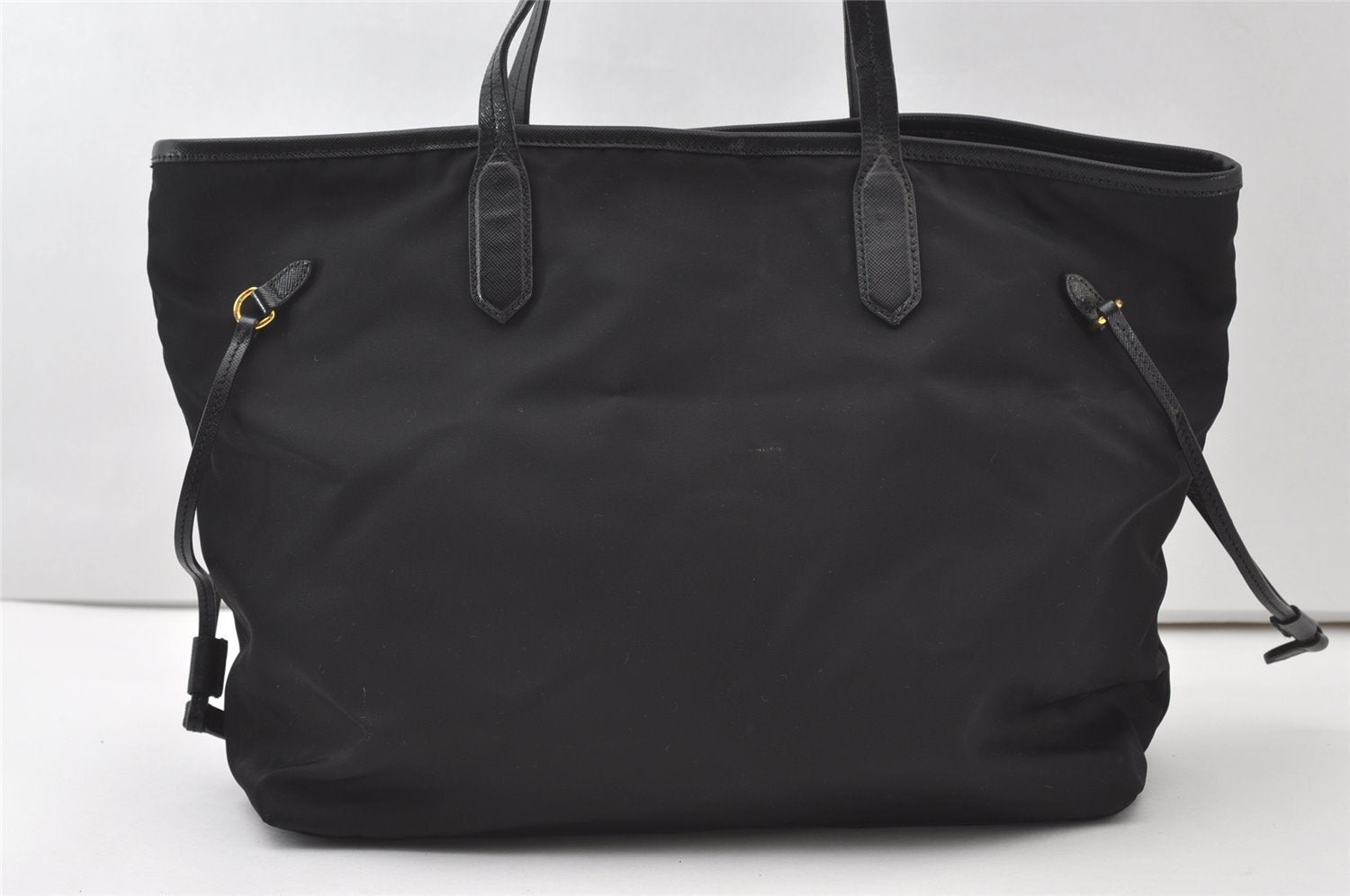 Authentic PRADA Vintage Nylon Tessuto Leather Shoulder Tote Bag Black 0413J