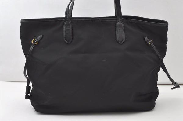 Authentic PRADA Vintage Nylon Tessuto Leather Shoulder Tote Bag Black 0413J