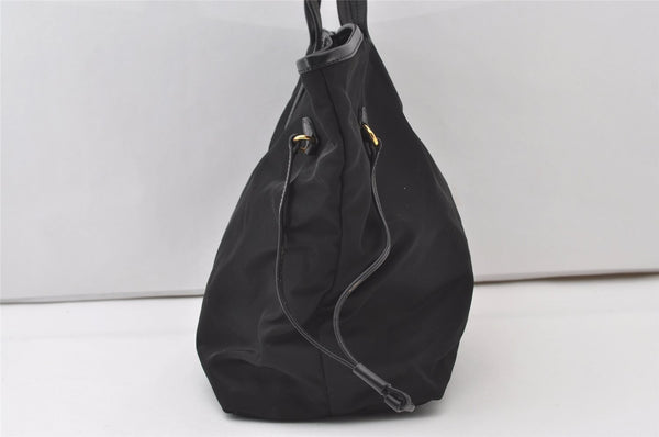 Authentic PRADA Vintage Nylon Tessuto Leather Shoulder Tote Bag Black 0413J