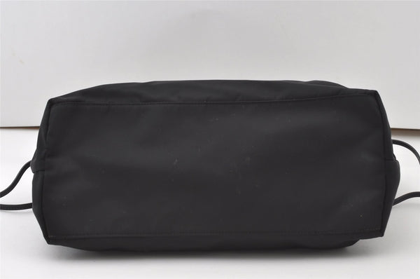 Authentic PRADA Vintage Nylon Tessuto Leather Shoulder Tote Bag Black 0413J