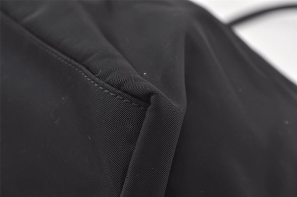 Authentic PRADA Vintage Nylon Tessuto Leather Shoulder Tote Bag Black 0413J