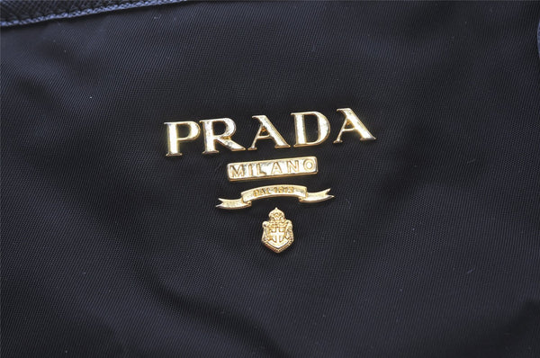 Authentic PRADA Vintage Nylon Tessuto Leather Shoulder Tote Bag Black 0413J