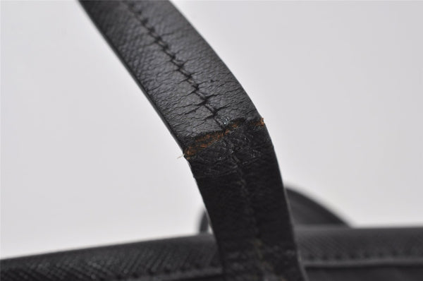 Authentic PRADA Vintage Nylon Tessuto Leather Shoulder Tote Bag Black 0413J