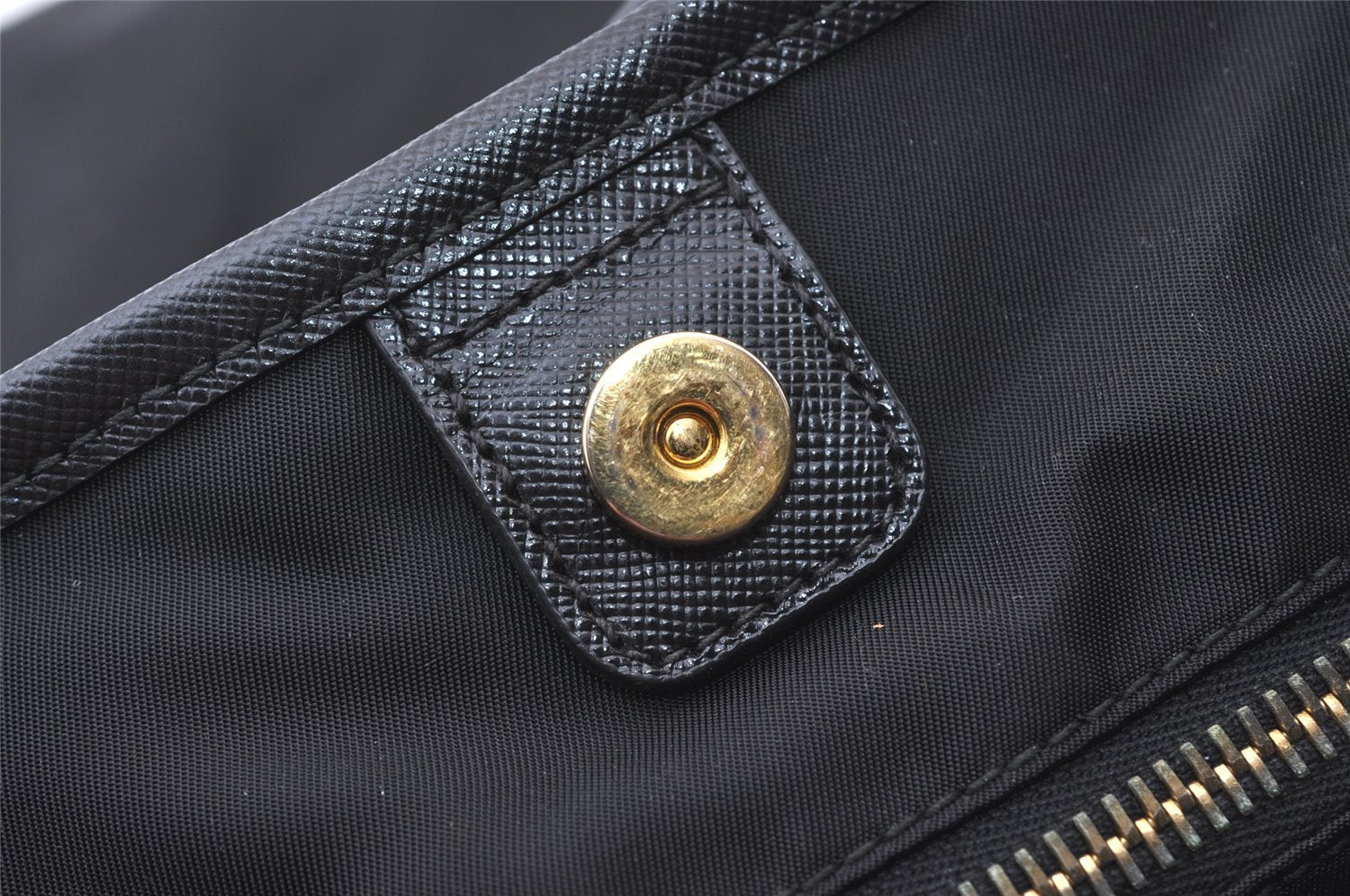 Authentic PRADA Vintage Nylon Tessuto Leather Shoulder Tote Bag Black 0413J