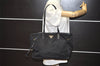 Authentic PRADA Vintage Nylon Tessuto Leather Shoulder Tote Bag Black 0413J