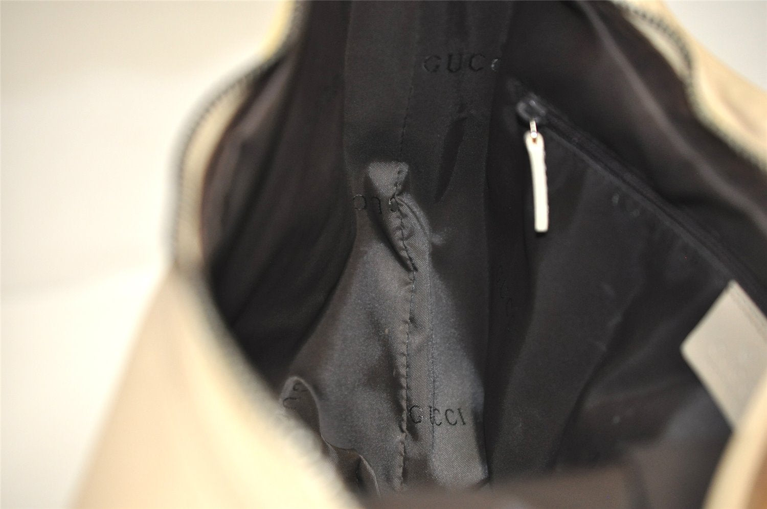 Authentic GUCCI Vintage Shoulder Hand Bag Purse Leather 0013814 Beige 0414K