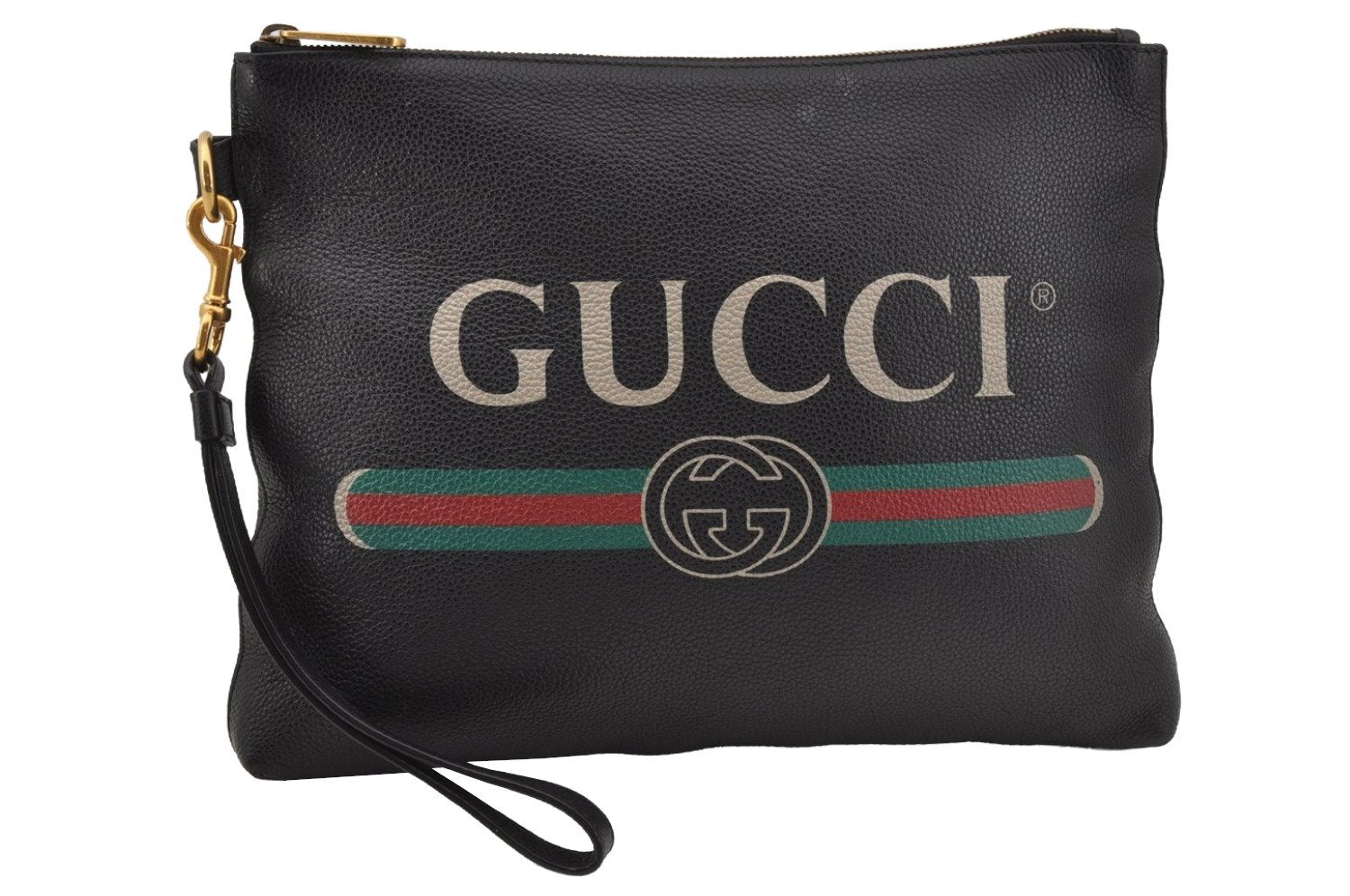 Authentic GUCCI Portfolio Clutch Hand Bag Purse Leather 572770 Black 0416J