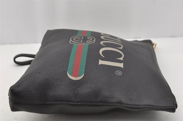 Authentic GUCCI Portfolio Clutch Hand Bag Purse Leather 572770 Black 0416J