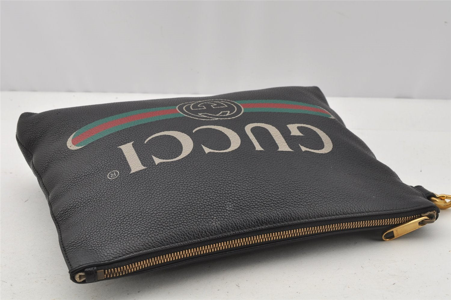 Authentic GUCCI Portfolio Clutch Hand Bag Purse Leather 572770 Black 0416J