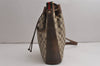 Authentic GUCCI Web Sherry Line Drawstring Bag GG PVC Leather Brown Junk 0417K