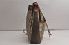 Authentic GUCCI Web Sherry Line Drawstring Bag GG PVC Leather Brown Junk 0417K