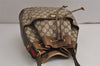 Authentic GUCCI Web Sherry Line Drawstring Bag GG PVC Leather Brown Junk 0417K