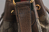 Authentic GUCCI Web Sherry Line Drawstring Bag GG PVC Leather Brown Junk 0417K