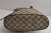 Authentic GUCCI Web Sherry Line Drawstring Bag GG PVC Leather Brown Junk 0417K