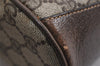 Authentic GUCCI Web Sherry Line Drawstring Bag GG PVC Leather Brown Junk 0417K