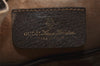 Authentic GUCCI Web Sherry Line Drawstring Bag GG PVC Leather Brown Junk 0417K