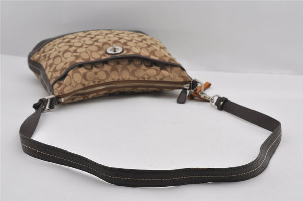 Authentic COACH Signature Shoulder Cross Bag Canvas Leather F24032 Brown 0418I