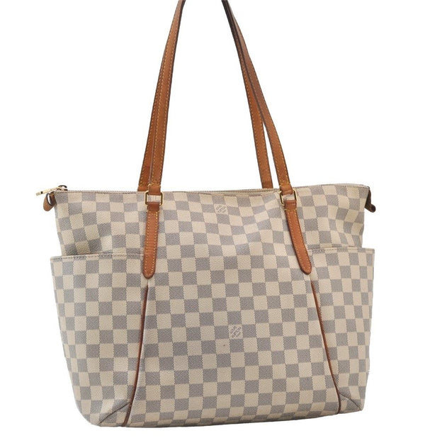 Authentic Louis Vuitton Damier Azur Totally MM Tote Bag N51262 LV 0418J