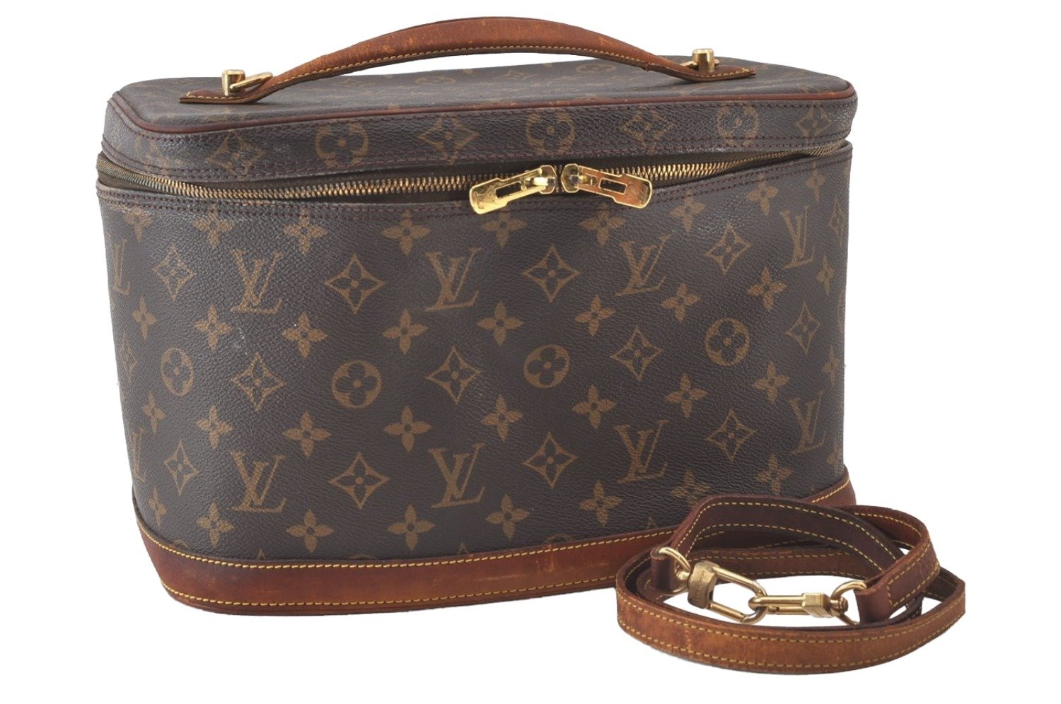 Auth Louis Vuitton Monogram Nice 2way Cosmetic Hand Bag M47280 Vanity Junk 0419J