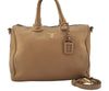 Authentic PRADA Vintage Leather Nappa 2Way Shoulder Hand Bag Beige 0420J