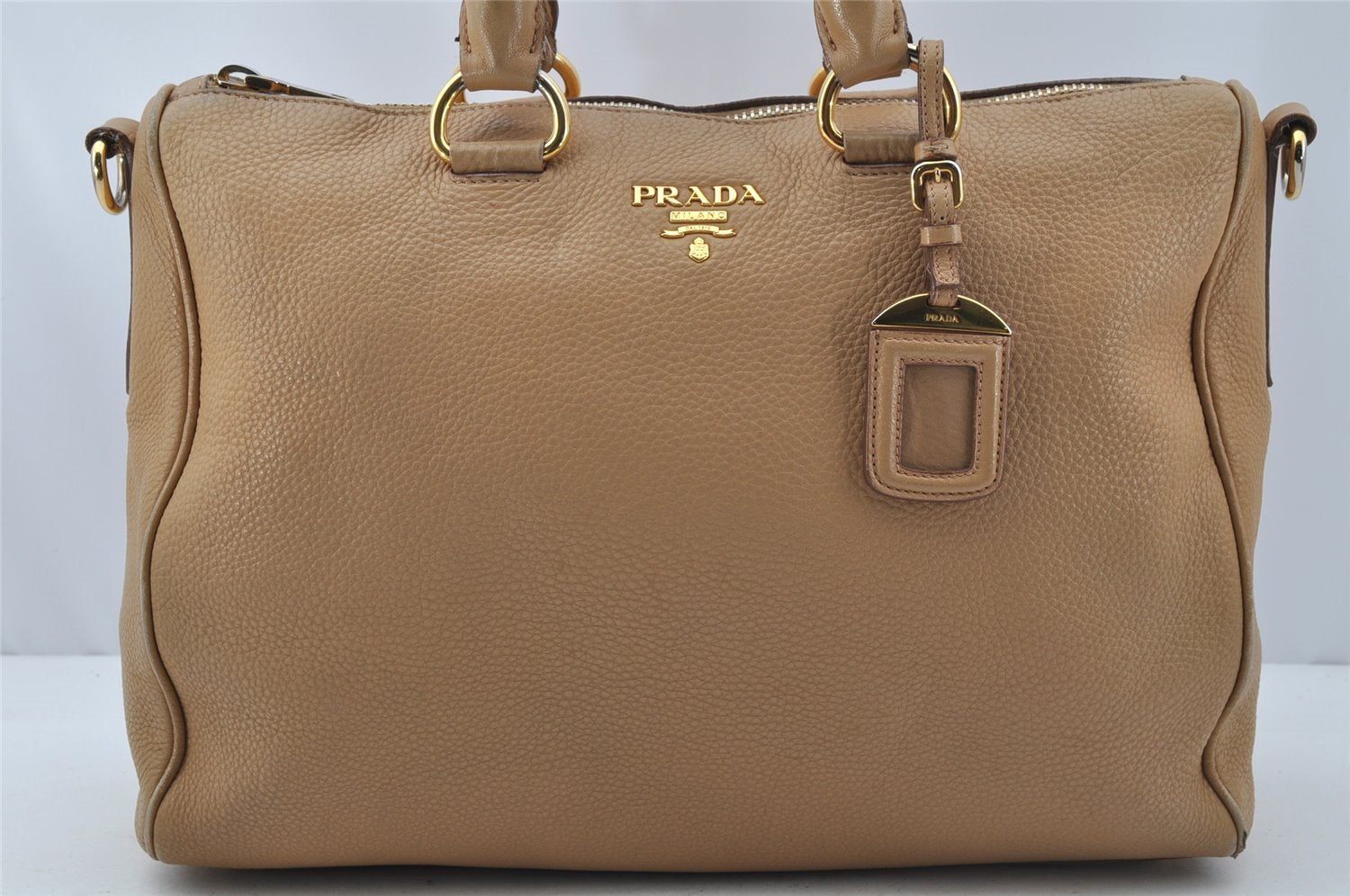 Authentic PRADA Vintage Leather Nappa 2Way Shoulder Hand Bag Beige 0420J