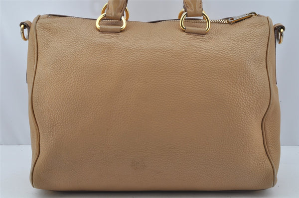 Authentic PRADA Vintage Leather Nappa 2Way Shoulder Hand Bag Beige 0420J