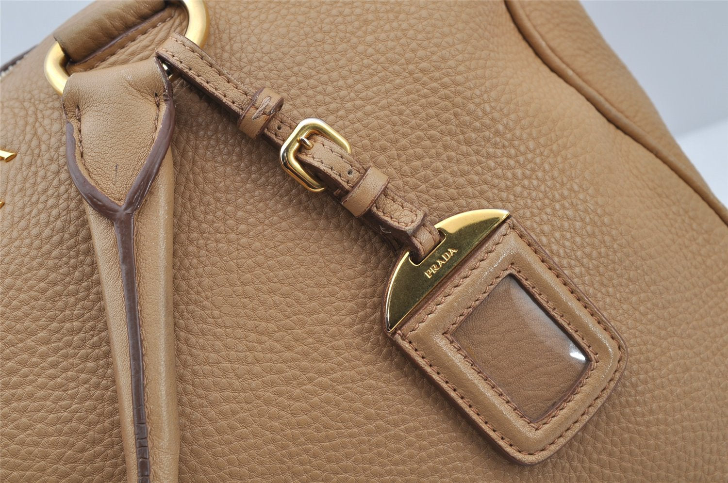 Authentic PRADA Vintage Leather Nappa 2Way Shoulder Hand Bag Beige 0420J