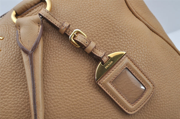 Authentic PRADA Vintage Leather Nappa 2Way Shoulder Hand Bag Beige 0420J