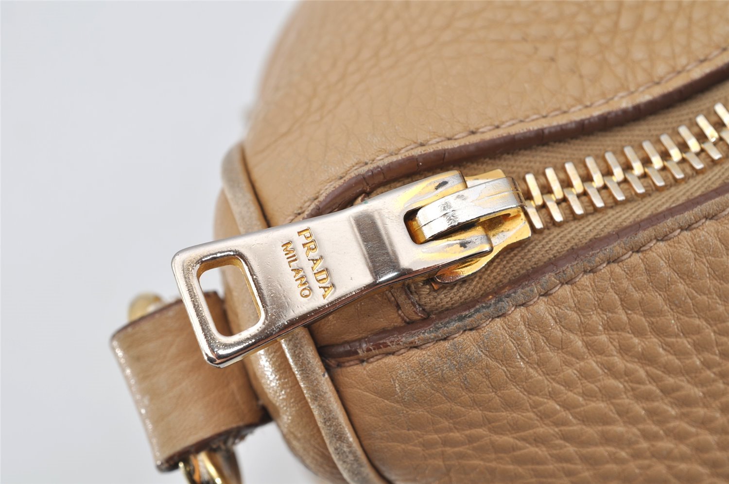 Authentic PRADA Vintage Leather Nappa 2Way Shoulder Hand Bag Beige 0420J