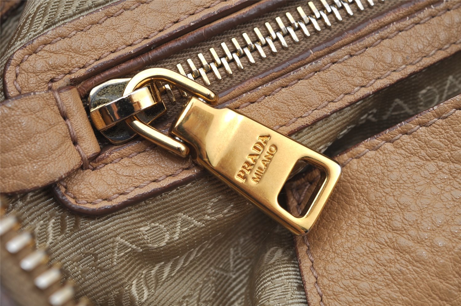 Authentic PRADA Vintage Leather Nappa 2Way Shoulder Hand Bag Beige 0420J