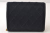 Authentic CHANEL Cotton Leather Matelasse Chain Shoulder Cross Bag Navy CC 0422J