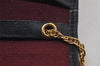 Authentic CHANEL Cotton Leather Matelasse Chain Shoulder Cross Bag Navy CC 0422J