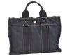 Authentic HERMES Deauville PM Hand Tote Bag Canvas Navy Blue 0422K