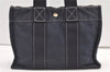 Authentic HERMES Deauville PM Hand Tote Bag Canvas Navy Blue 0422K