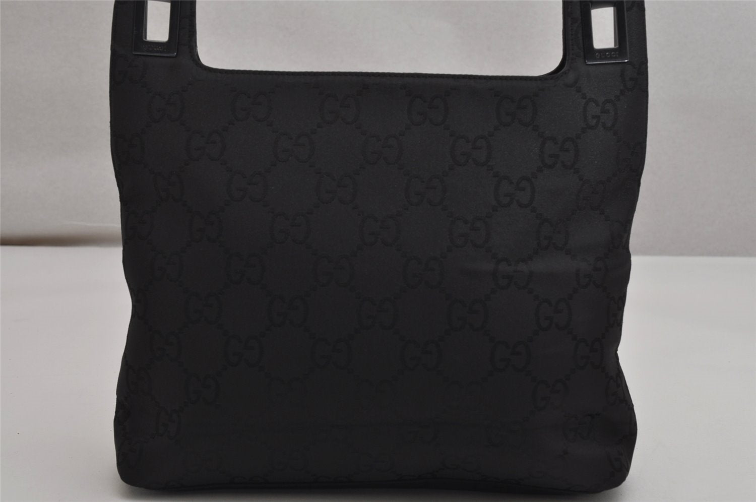 Authentic GUCCI Shoulder Hand Bag Purse GG Nylon Leather 0013099 Black  0424K