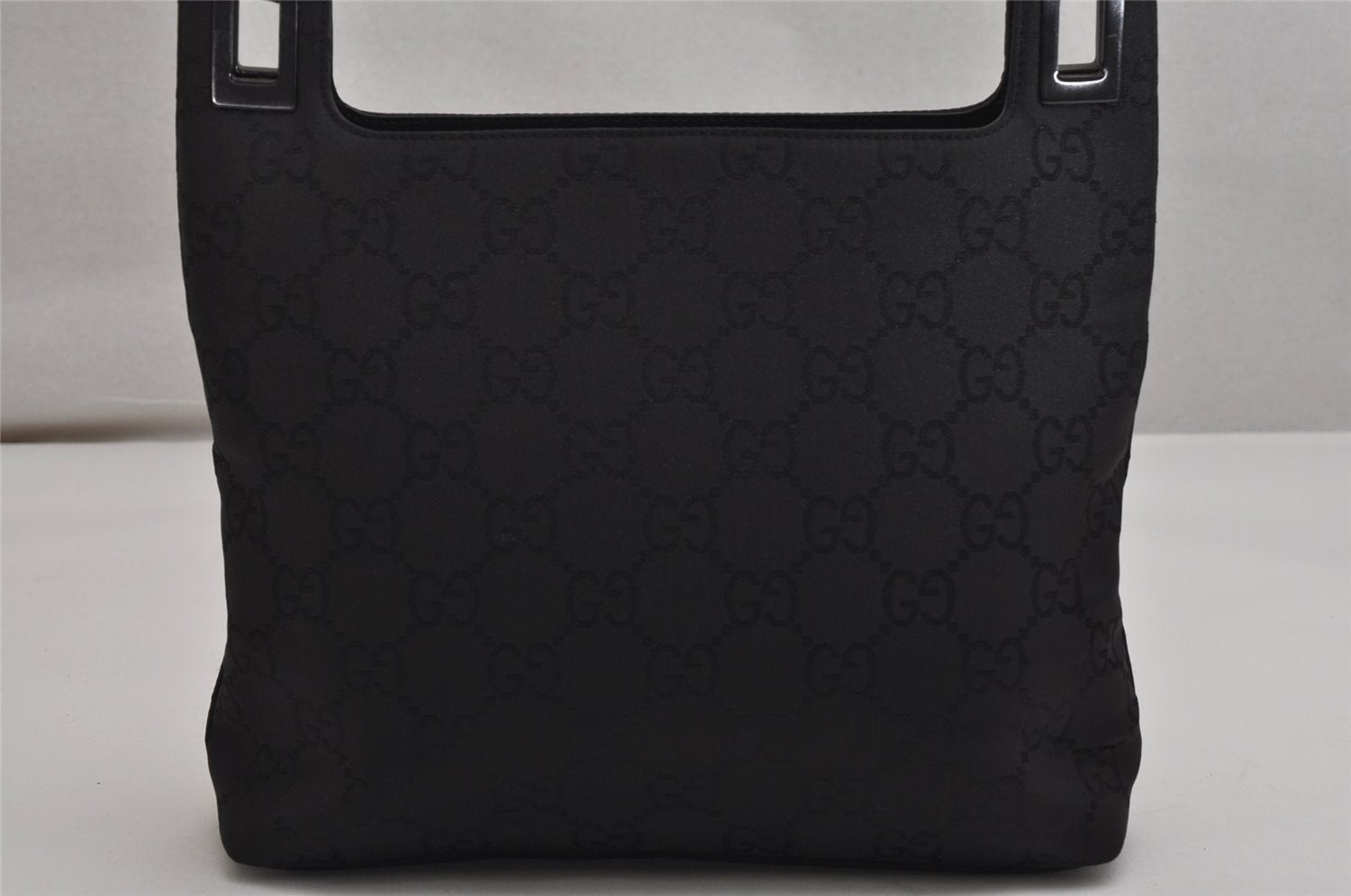 Authentic GUCCI Shoulder Hand Bag Purse GG Nylon Leather 0013099 Black  0424K