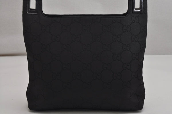 Authentic GUCCI Shoulder Hand Bag Purse GG Nylon Leather 0013099 Black  0424K