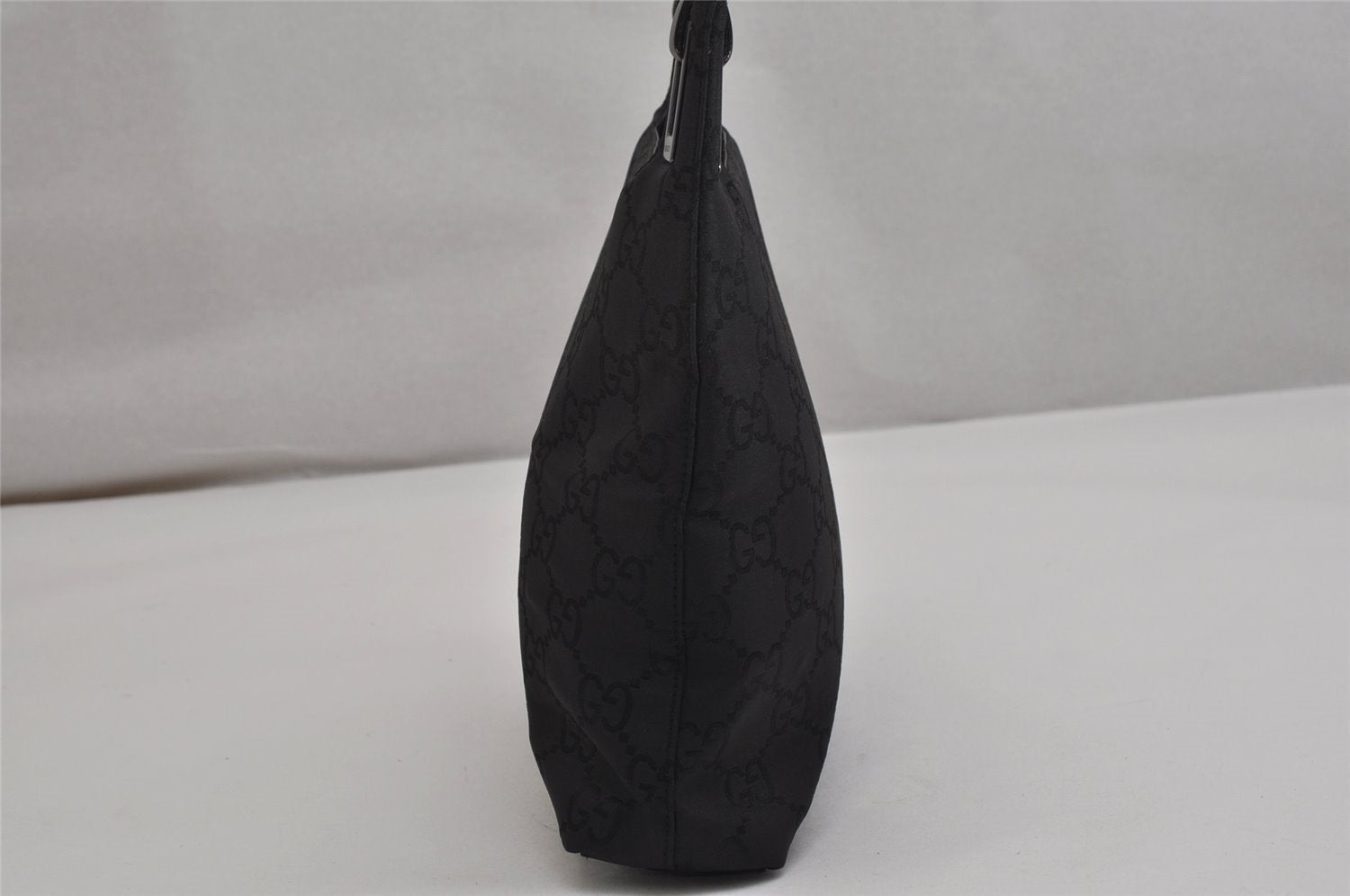 Authentic GUCCI Shoulder Hand Bag Purse GG Nylon Leather 0013099 Black  0424K