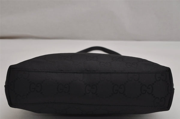 Authentic GUCCI Shoulder Hand Bag Purse GG Nylon Leather 0013099 Black  0424K