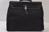 Authentic HERMES Her Bag MM 2Way Shoulder Hand Bag Canvas Leather Black 0425J