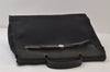 Authentic HERMES Her Bag MM 2Way Shoulder Hand Bag Canvas Leather Black 0425J