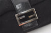 Authentic FENDI Mamma Baguette Shoulder Hand Bag Felt Leather Black 0427J