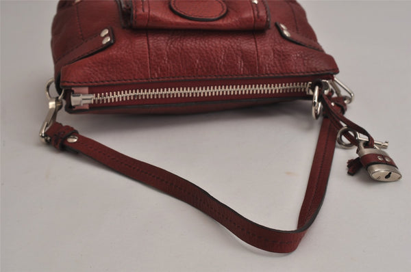 Authentic Chloe Paddington Leather 2Way Shoulder Hand Bag Bordeaux Red 0429K