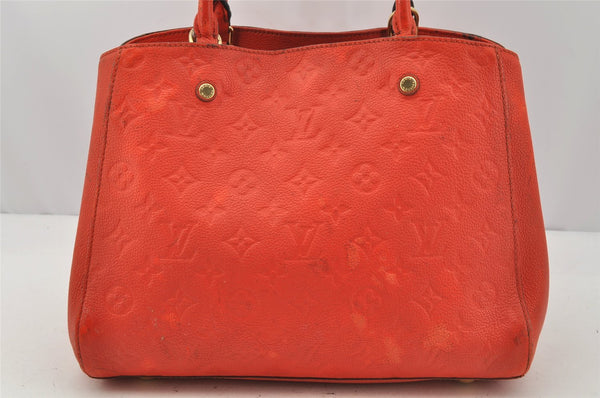 Auth Louis Vuitton Monogram Empreinte Montaigne MM 2Way Hand Bag Red LV 0430J