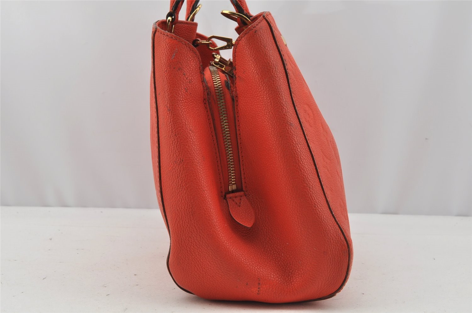 Auth Louis Vuitton Monogram Empreinte Montaigne MM 2Way Hand Bag Red LV 0430J