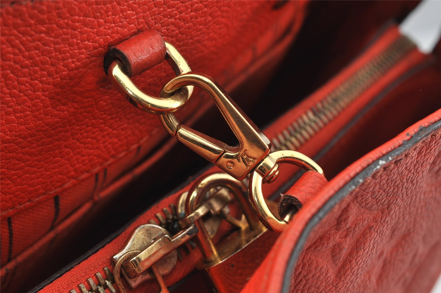 Auth Louis Vuitton Monogram Empreinte Montaigne MM 2Way Hand Bag Red LV 0430J