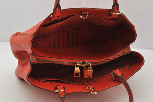 Auth Louis Vuitton Monogram Empreinte Montaigne MM 2Way Hand Bag Red LV 0430J